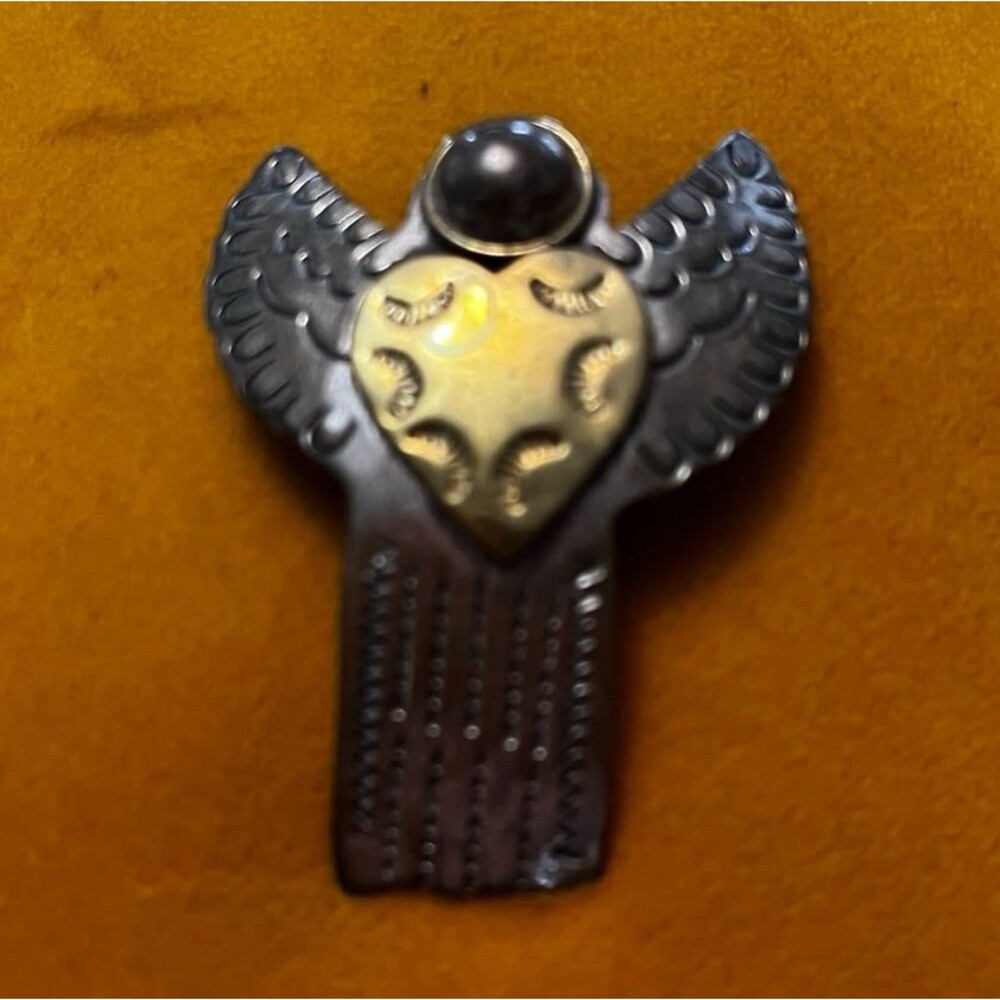 Sterling Silver Guardian Angel Pin Brooch Also Pendant for necklace. 925 Mexico